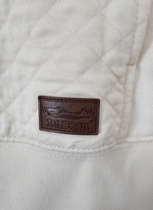 L.L.Bean Quilted Quarter Zip Pullover Cream Ivory Women’s Large Cozy Classic - Picture 4 of 10